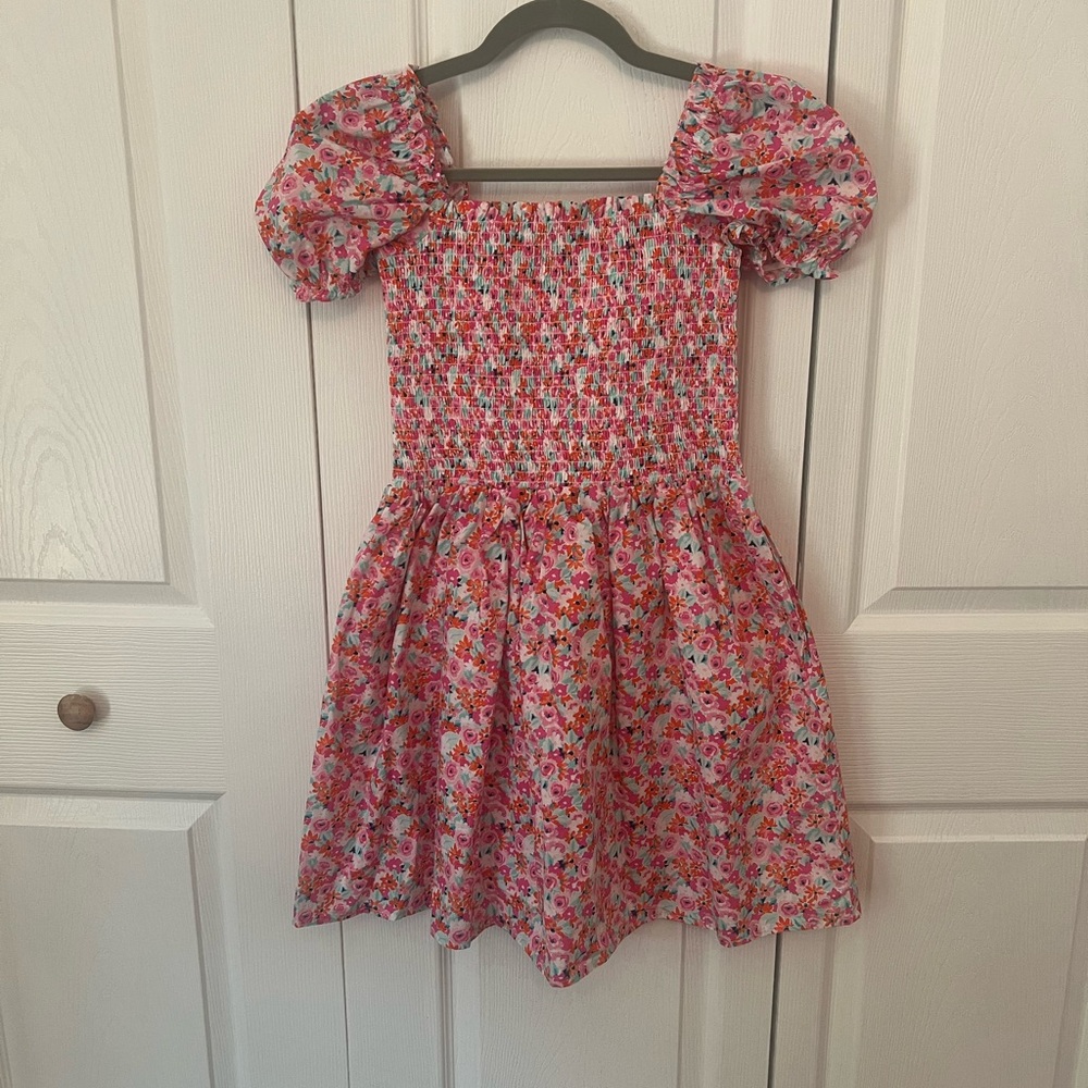 NWT Janie and Jack Pink and Orange Smocked Floral Dress